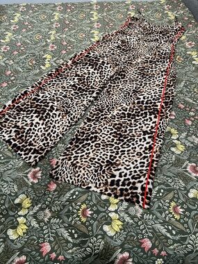 Vince Camuto Leopard Print Wide-Leg Jumpsuit with Red Trim